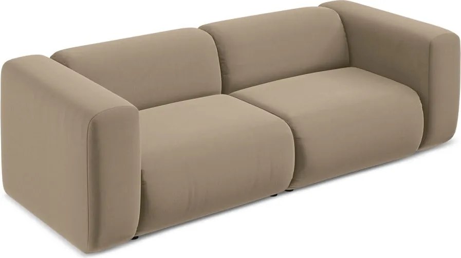 Divano beige con rivestimento in velluto 228 cm Ekahi – Makamii