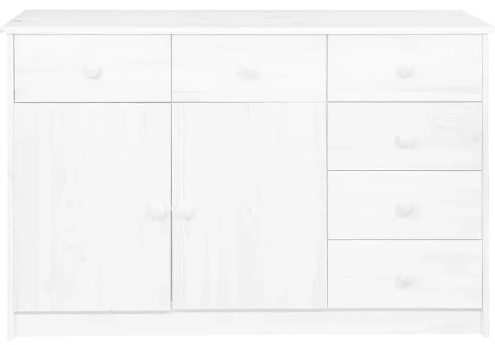 Credenza con 6 cassetti 113x35x73 cm in pino massello bianco