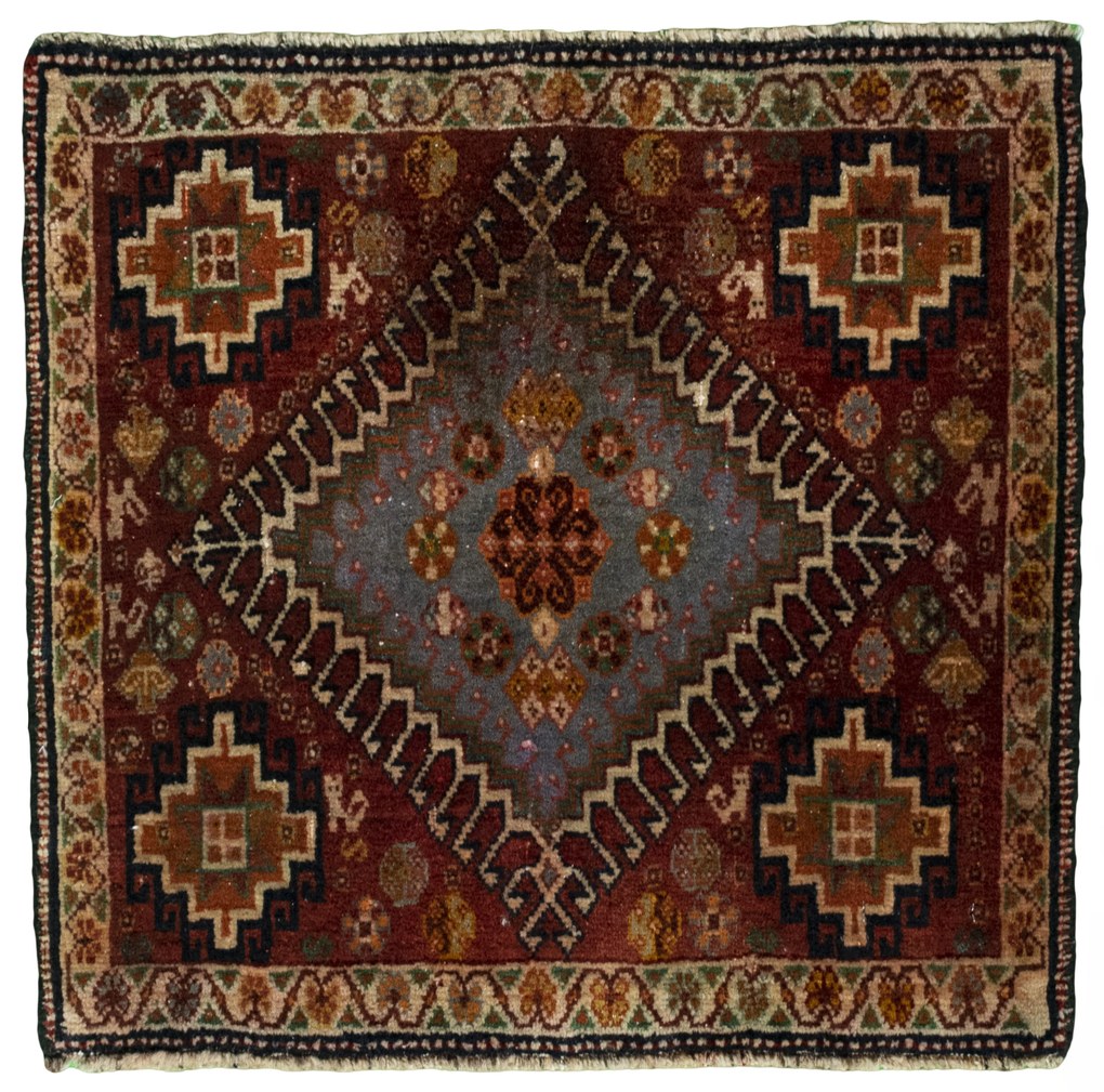 Shiraz Tappeto 60 x 60 Rosso (Iran) Annodato A Mano