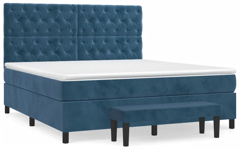 Giroletto a molle con materasso blu scuro 160x200 cm in velluto