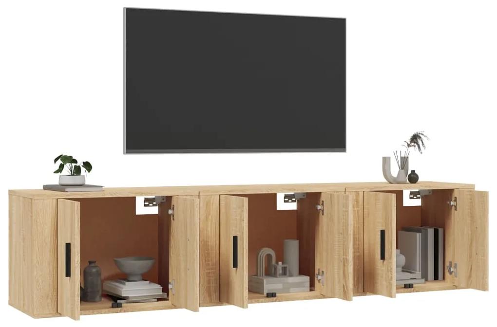 Mobili porta tv a parete 3 pz rovere sonoma 57x34,5x40 cm