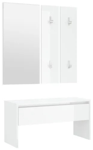 Set di Mobili da Corridoio Bianco Lucido in Legno Multistrato