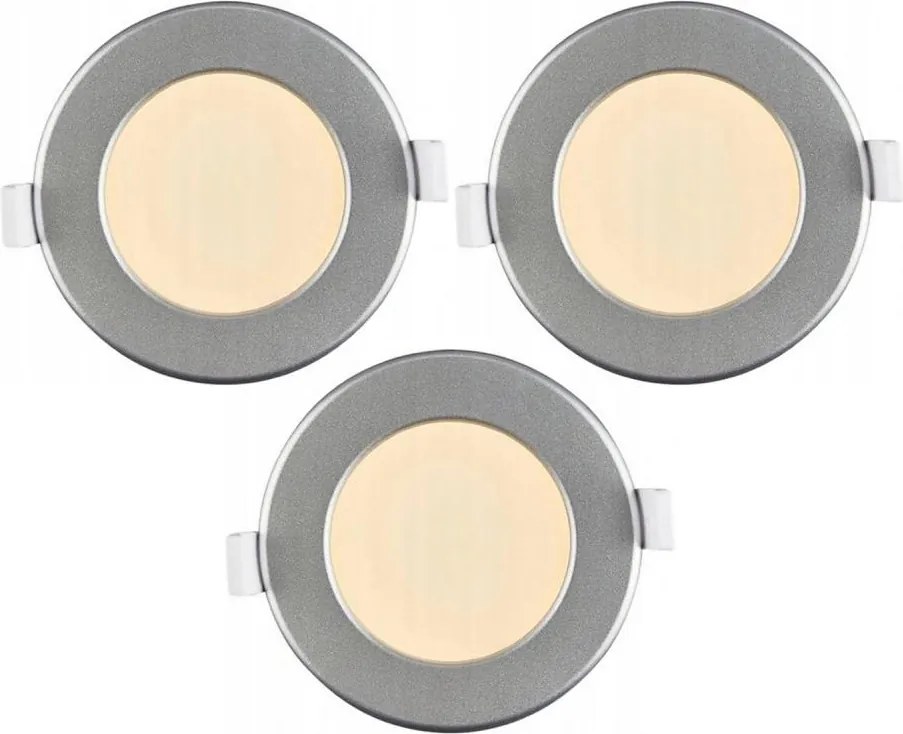 Set da 3 faretti da incasso per bagno LED/6W/230V IP44 argento