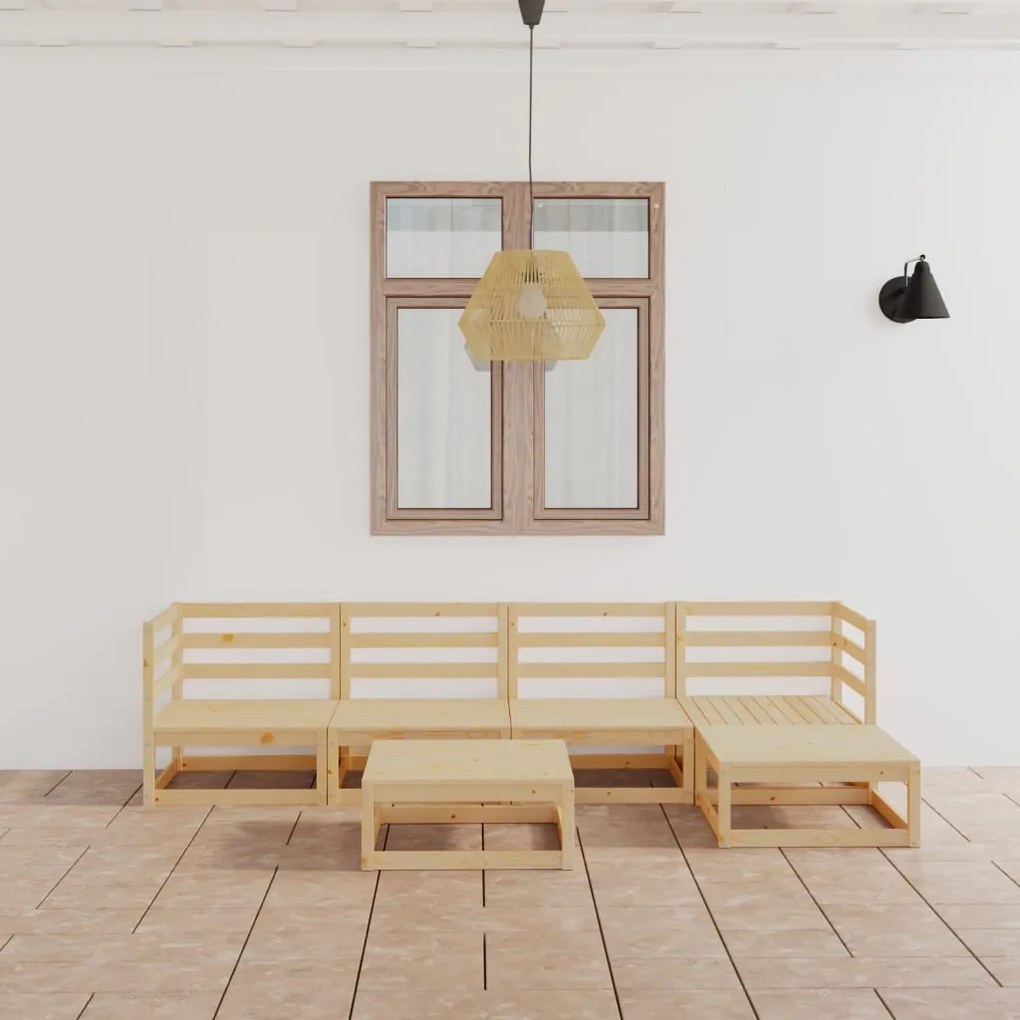 Set divani da giardino 6 pz in legno massello di pino