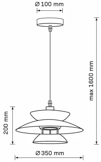 Lampadario a sospensione con filo BERIT 1xE27/20W/230V nero