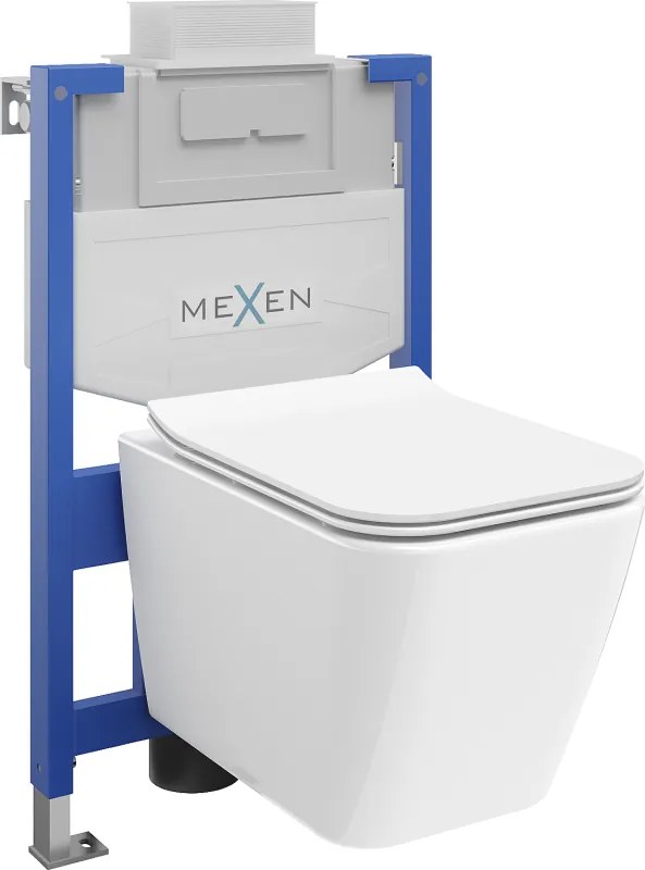 Mexen Cube set WC ad incasso stelaio Fenix XS-U con vaso WC e sedile a chiusura rallentata, bianco lucido - 68530924000