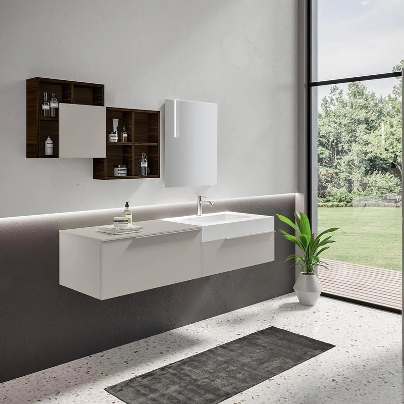 Mobile bagno sospeso con lavabo L 170 x H 36 x P 51 cm ghiaia per vasca a destra Gravel