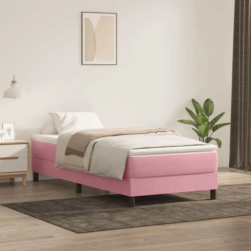 Giroletto A Molle Con Materasso Rosa 90x210 Cm Velluto /