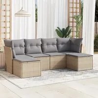 Set Divano da Giardino 6 pz con Cuscini Beige in Polyrattancod mxl 89444