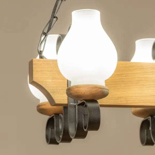 Brilagi - Lampadario a sospensione con catena QUEEN 4xE14/40W/230V faggio