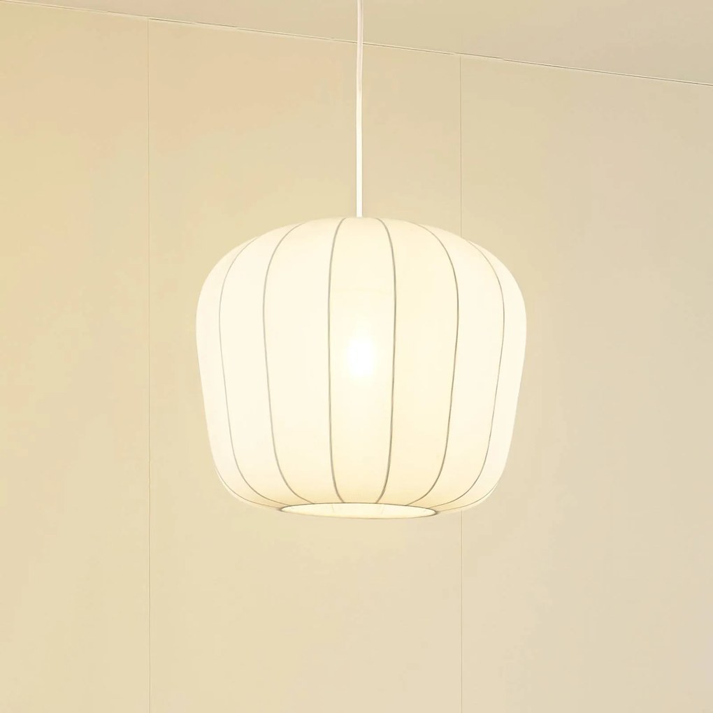 Lindby lampada a sospensione Helin, bianco, Ø 35 cm, tessuto