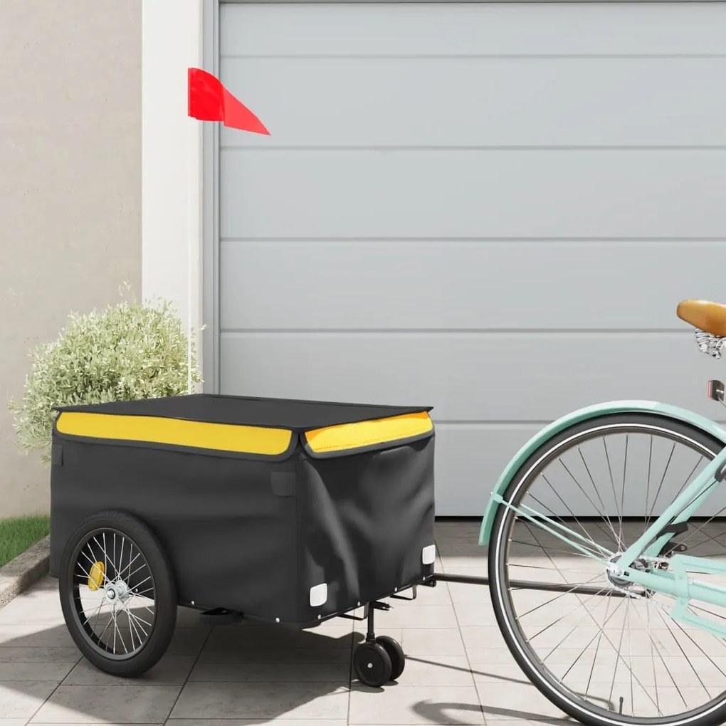 Rimorchio Da Bici Nero E Giallo 30 Kg İn Ferro /