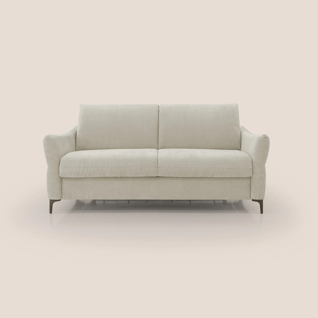 Dalia divano letto con materasso H18 cm e piedi alti in raffinato tessuto smacchiabile T17