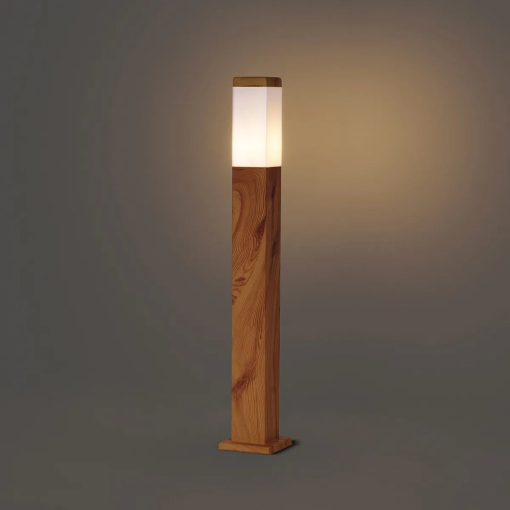 Lampada da terra moderna da esterno in acciaio con stampa legno 80cm IP44 - Malois