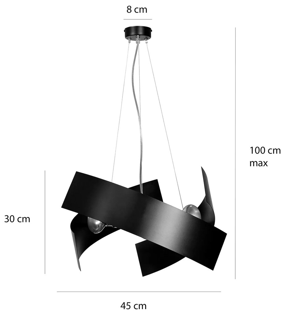 Sospensione Moderna 1 Luce Izanagi In Fasce Di Acciaio Nero