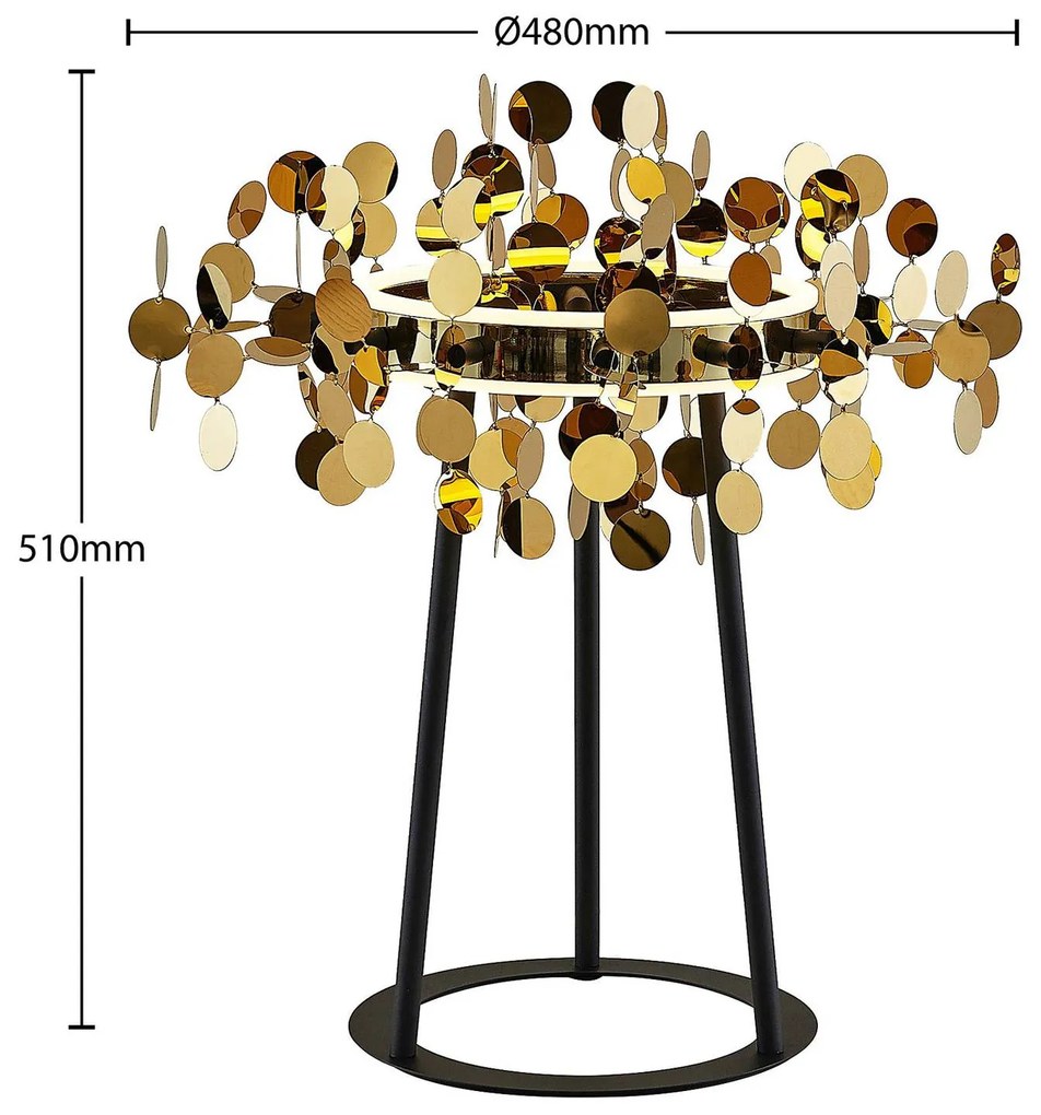 Lucande Glimmo Lampada da tavolo LED, nero, ottone