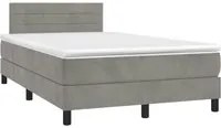 Letto a Molle Materasso e LED Grigio Chiaro 120x190 cm Velluto 3270159