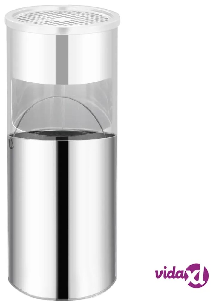 vidaXL Pattumiera con Posacenere da Albergo 30 L Acciaio Inox