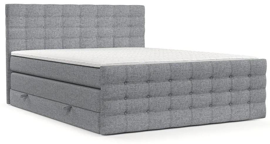 Letto boxspring grigio con spazio contenitivo 200x200 cm Blend - Maison de Rêve