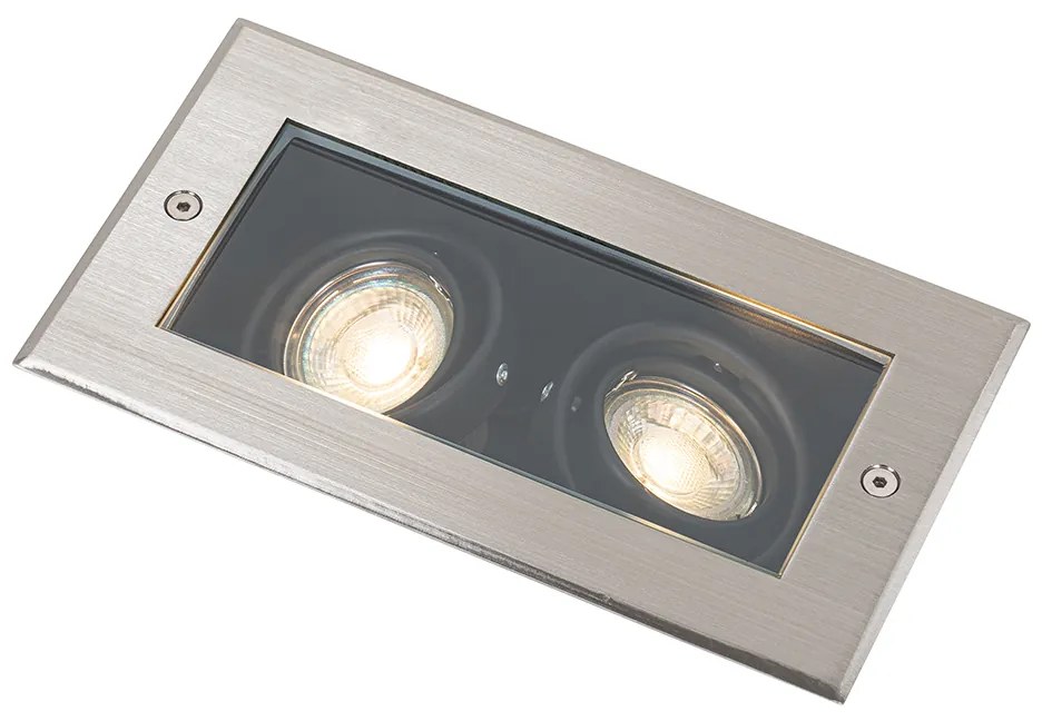 Faretto da terra smart in acciaio 2 luci regolabile IP65 incl. 2 GU10 50mm - Oneon