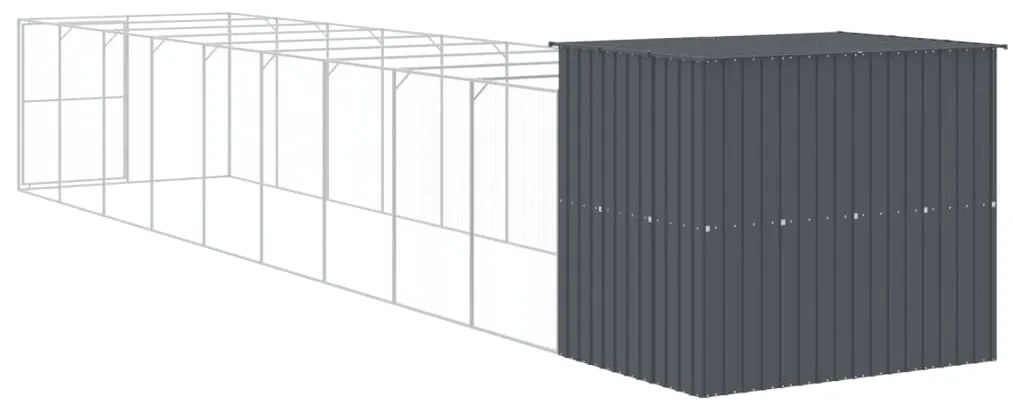 Casetta cani con corsa antracite 214x1069x181cm acciaio zincato