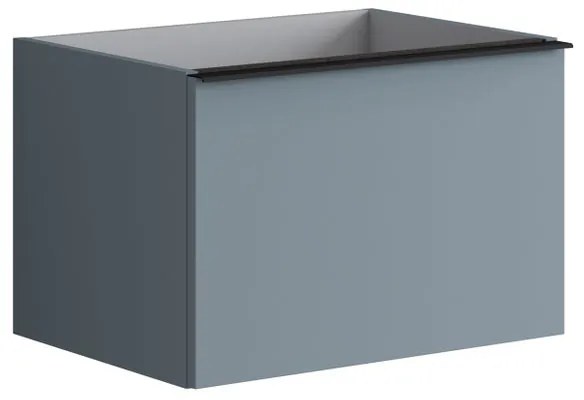Mobile da bagno sospeso sotto lavabo L 60 x H 40 x P 45.5 cm blu laccato opaco, 2 cassetti Pixel plain