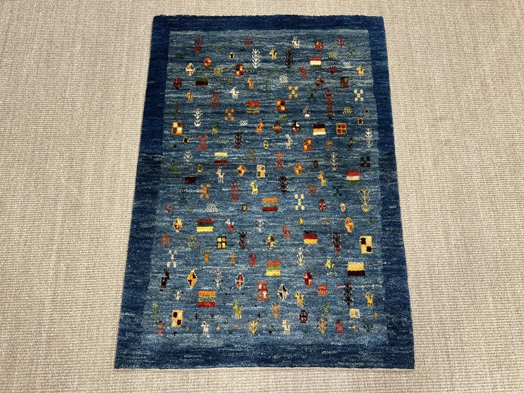 Gabbeh Tappeto 80x120 Blu (Iran) Annodato A Mano