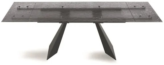 Tavolo allungabile 240 cm WATERS base in metallo Nero e piano in vetro Fumč