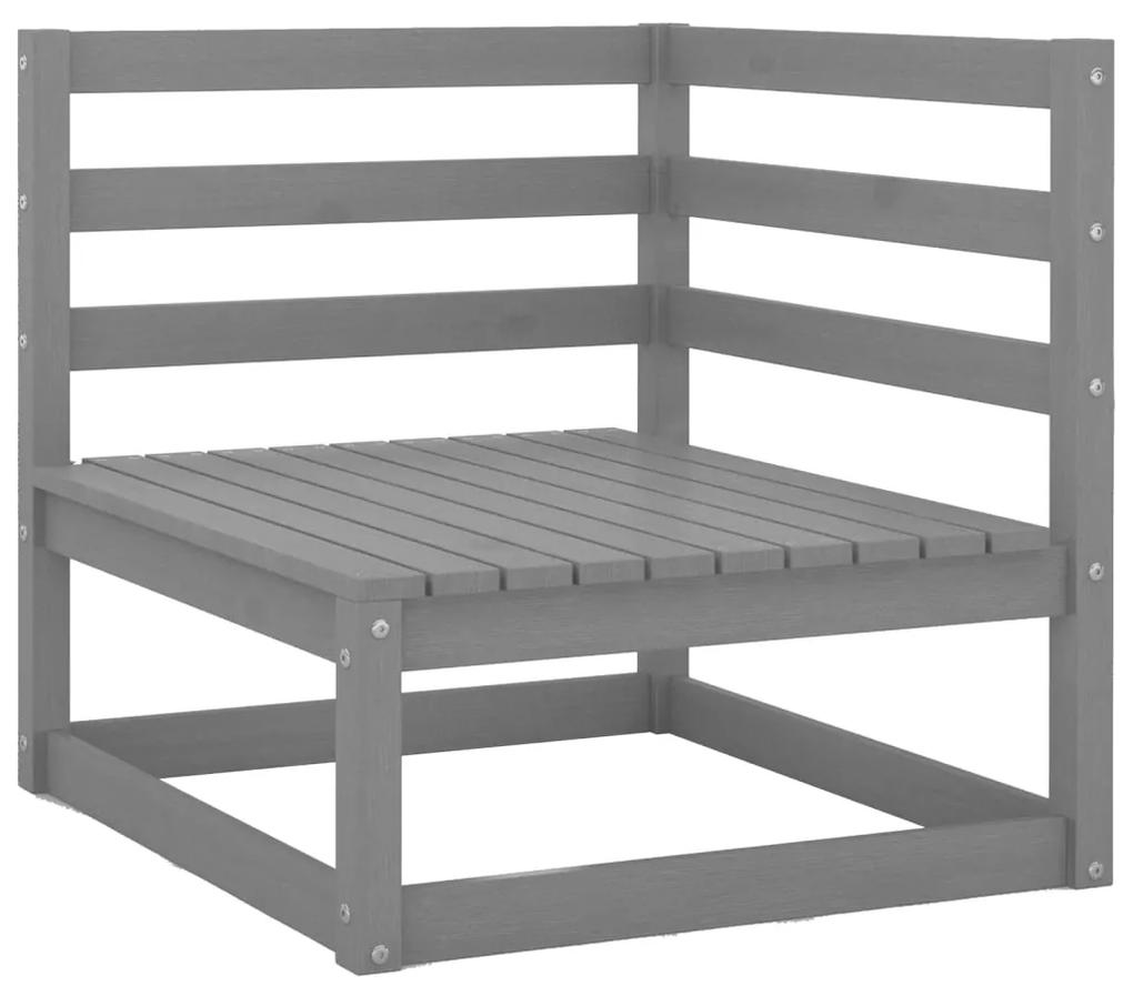 Set divani da giardino 2 pz grigio in legno massello di pino
