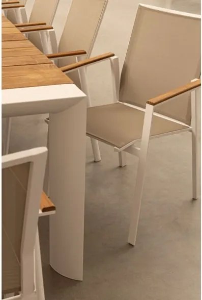 Sedia Da Esterno In Alluminio E Textilene Con Braccioli Cameron Bianco Bizzotto