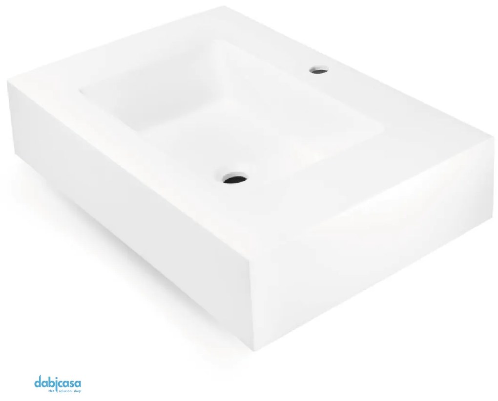 Lullaby "Giada" Top Lavabo Sospeso Effetto Liscio Da 80x46 Cm Bianco Opaco