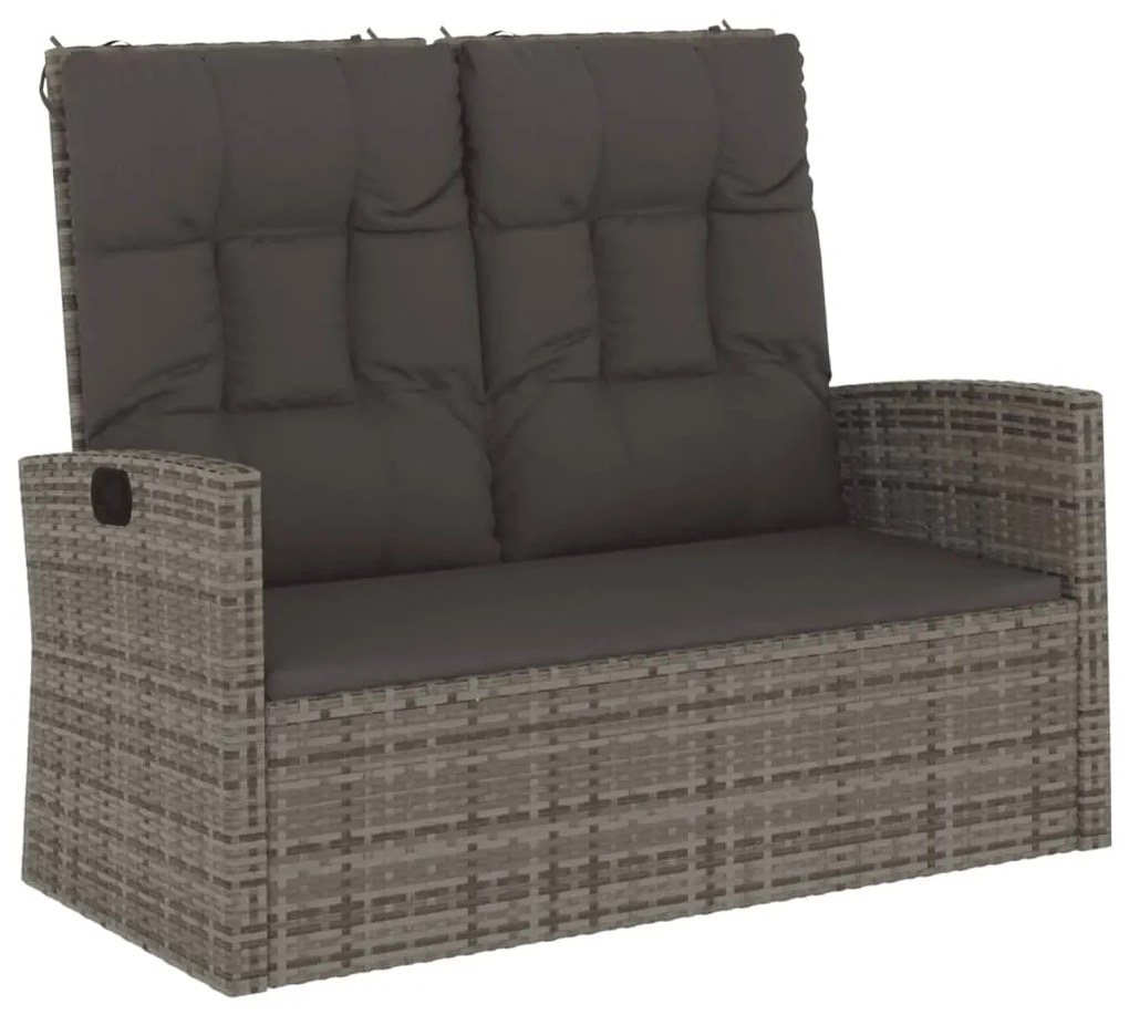 Panca giardino reclinabile con cuscini 118cm polyrattan grigio