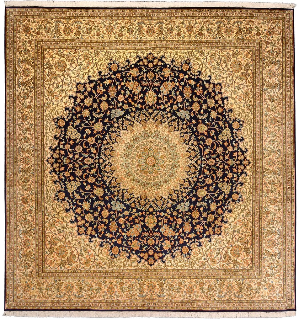 Cashmere Silk Tappeto 250x250 Beige (Indian) Annodato A Mano