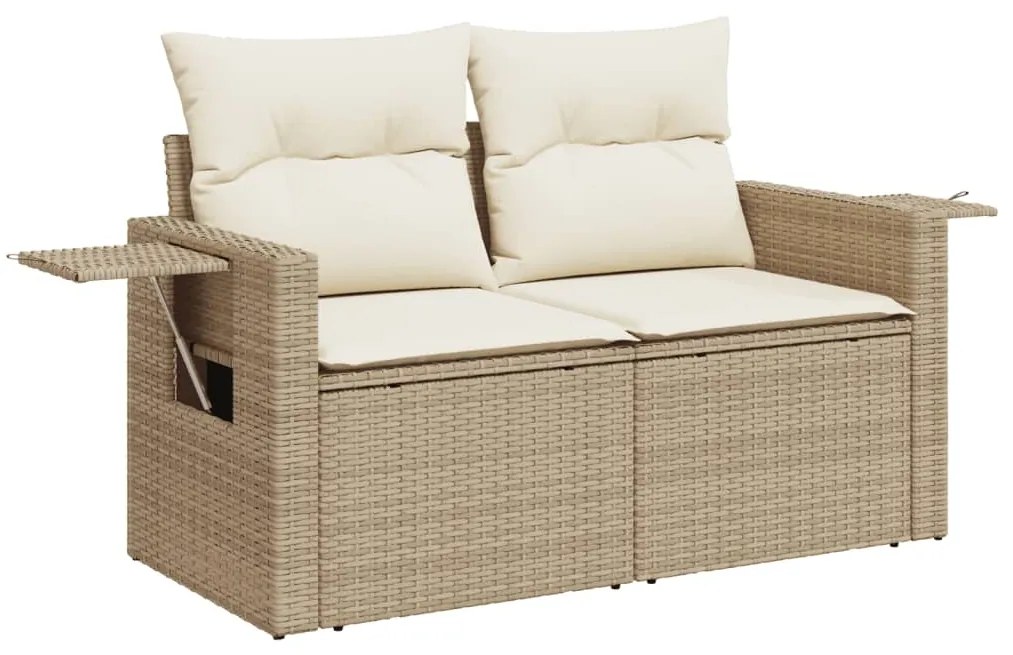 Set Divano da Giardino 13 pz con Cuscini Beige in Polyrattan