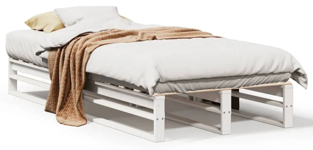 Letto Senza Materasso Bianco 90x190 Cm İn Legno Massello Pino /