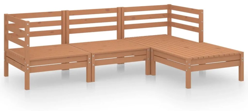 Set salotto da giardino 4 pz in legno massello di pino miele