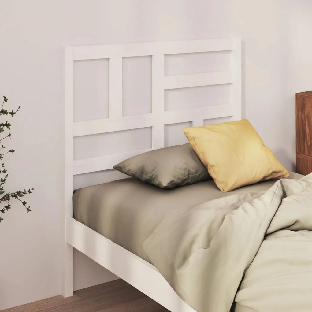 Testiera Per Letto Bianca 81x4x104 Cm İn Legno Massello Di Pino /