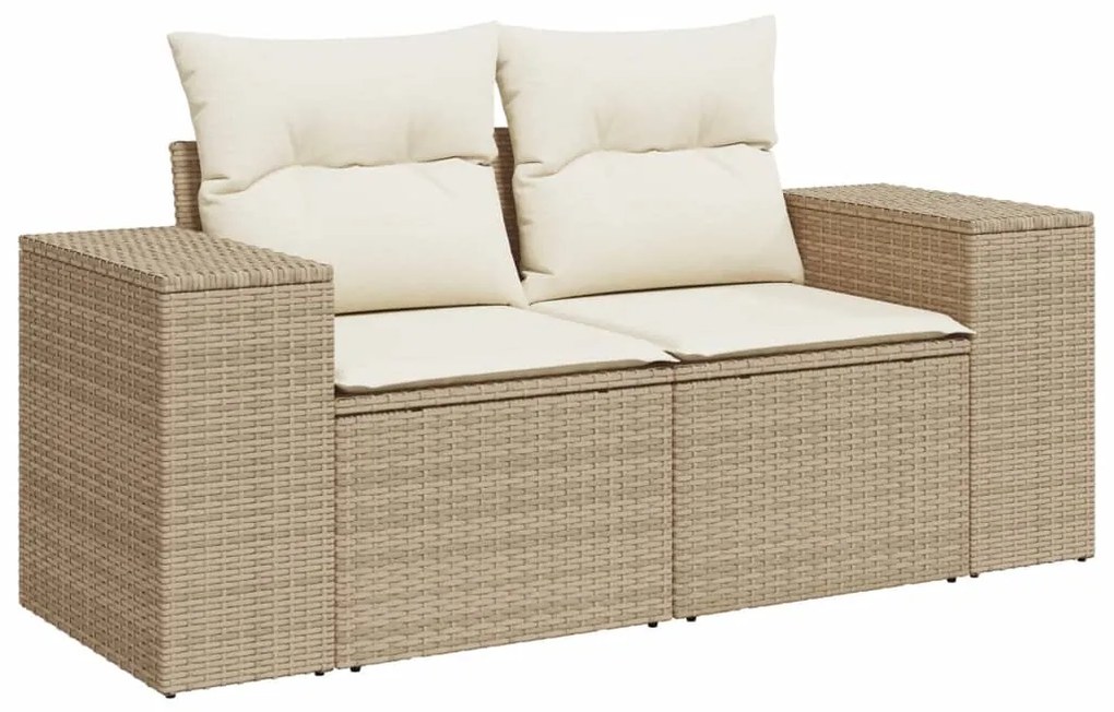 Set divano da giardino 4 pz con cuscini beige in polyrattan