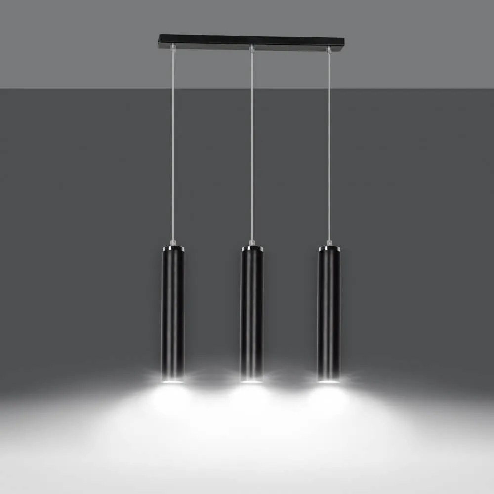 Lampadario a Sospensione in Acciaio 3xGU10 LUNA 3 da interno Colore del corpo Nero
