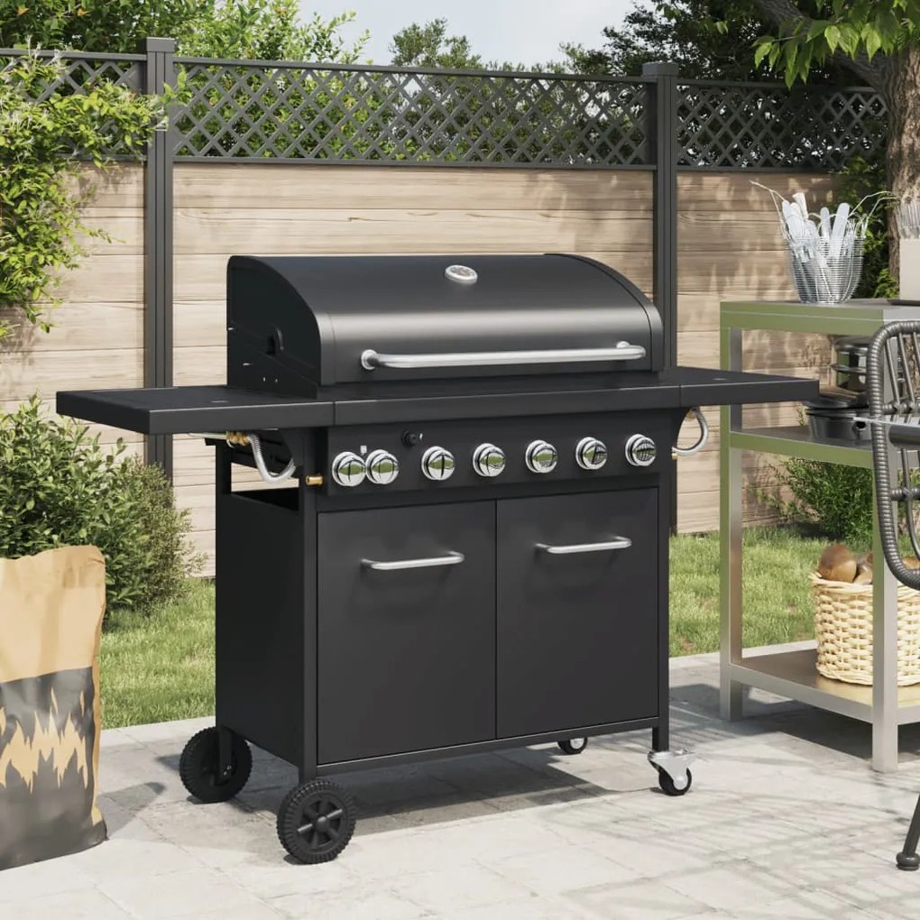 Griglia Barbecue A Gas Con 7 Bruciatori Nero İn Acciaio /