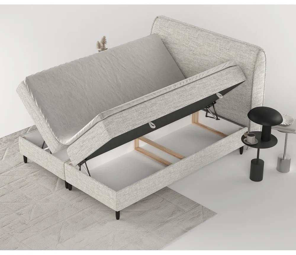 Letto boxspring grigio chiaro con contenitore 160x200 cm Melba - Maison de Rêve