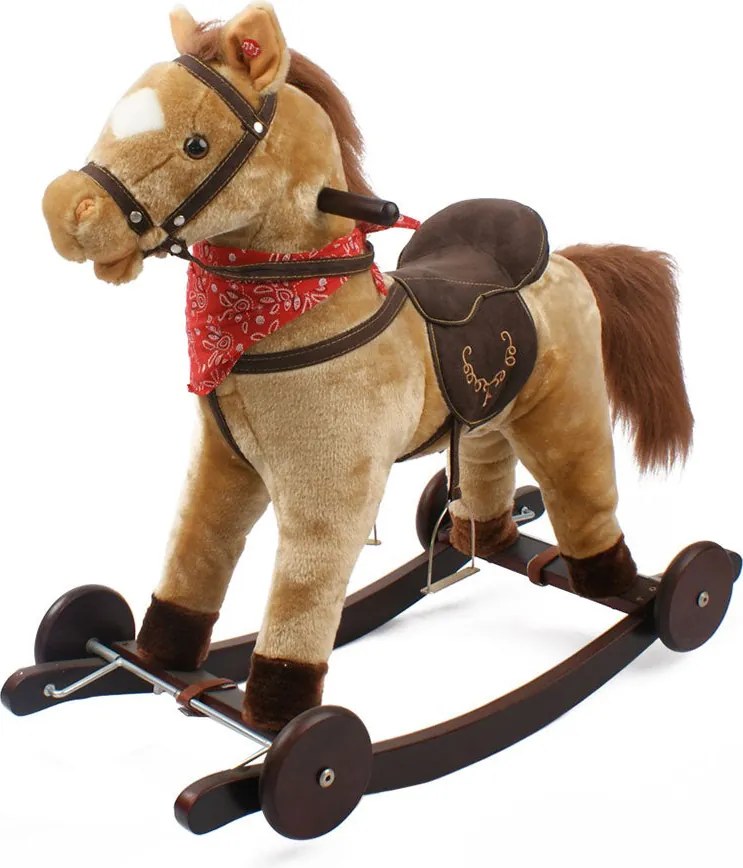 Cavallo a Dondolo Berlin in Peluche e Legno con Ruote e suoni per Bambini...