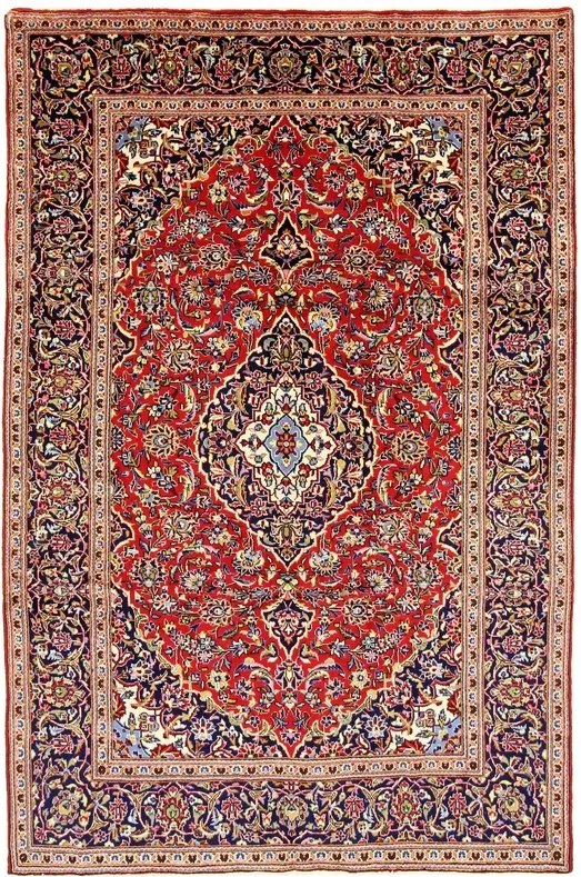 Kashan Tappeto persiano 310 x 200 Rosso (Iran) Annodato A Mano