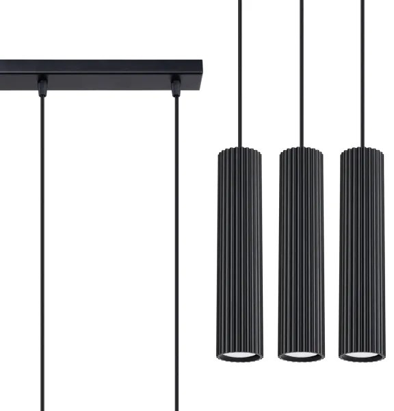 Sollux SL.1575 - Lampadario a sospensione con filo KARBON 3xGU10/10W/230V nero