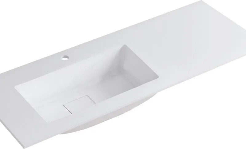 Lavabo a incasso rettangolare vasca a sinistra L 120.5 x H 15 x P 46 cm in resina bianco lucido