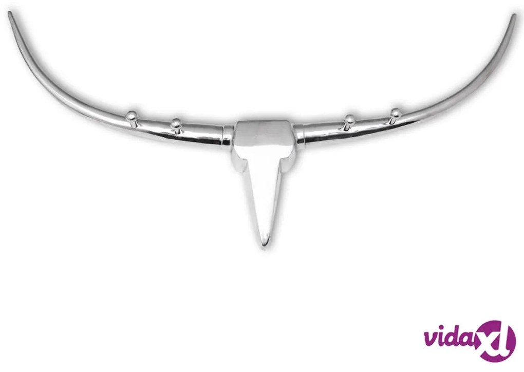 vidaXL Decorazione Testa Toro con Ganci a Parete Alluminio Argentato