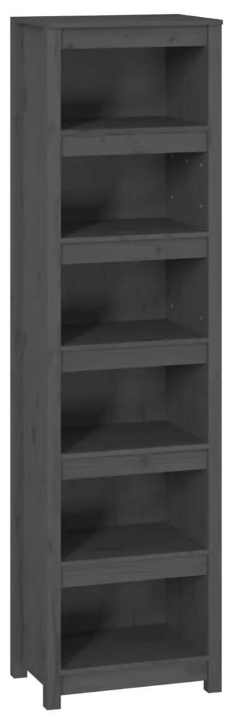 Libreria Grigia 50x35x183 cm in Legno Massello di Pino