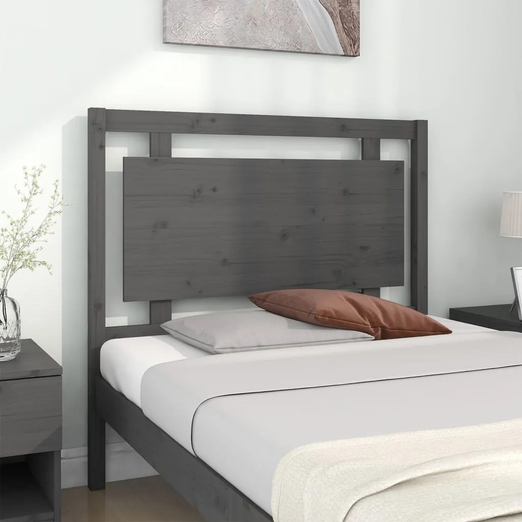 Testiera letto grigia 105,5x4x100 cm in legno massello di pino