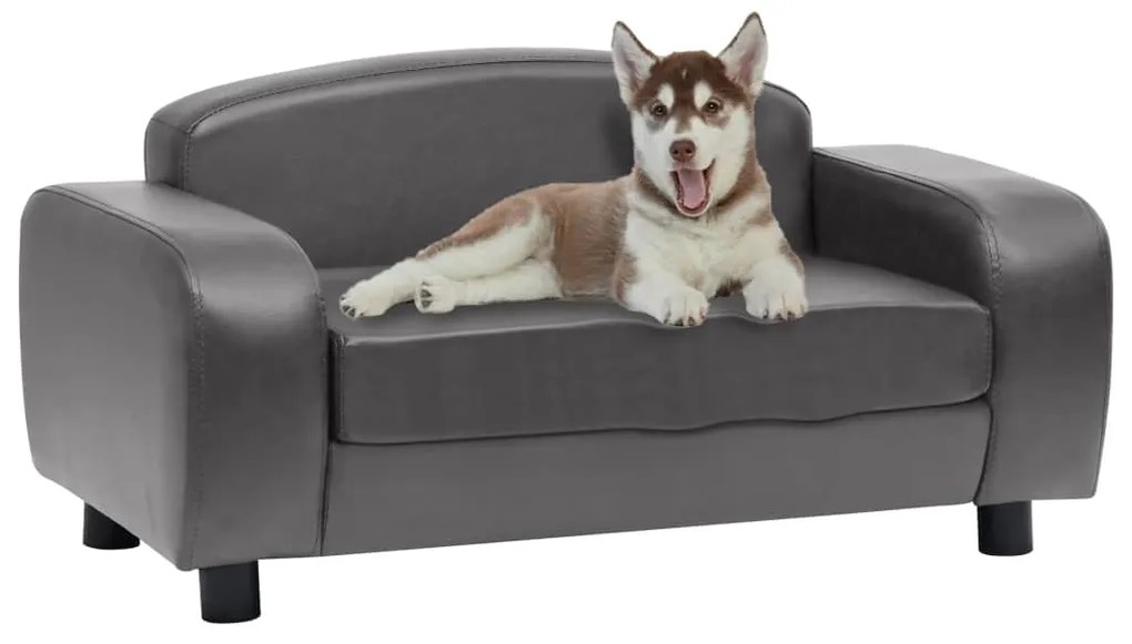 Divano Per Cani Grigio 80x50x40 Cm İn Similpelle /