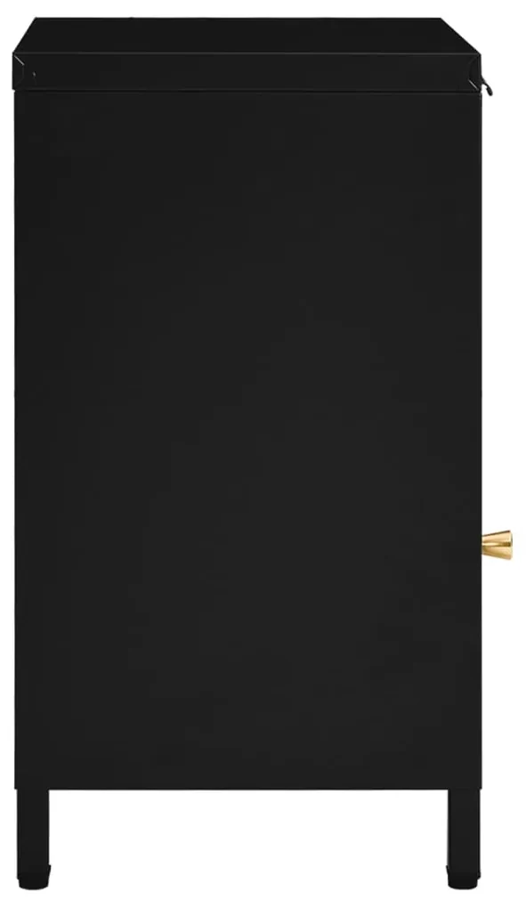 Comodini 2 pz neri 40x30x54,5 cm acciaio e vetro